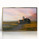 Framed acrylic print of Massachusetts Cape scenery in mid-century modernist style, featuring muted earth tones.