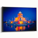 Black and white framed canvas of Detroit skyline, ideal for bedroom wall art, featuring vintage poster style.