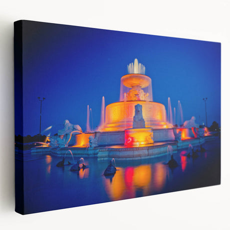 Large canvas print depicting the Detroit skyline in muted gray and blue tones, suitable for kitchen wall decor.