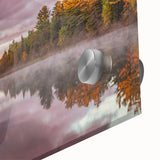 Large abstract wall art depicting Michigan's Upper Peninsula in muted green and blue tones on acrylic glass.