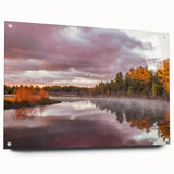 Acrylic glass print of Michigan's Upper Peninsula in earthy tones, suited for dining room decor.