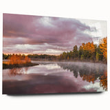 Acrylic print of a large abstract depiction of Michigan's Upper Peninsula in muted earth tones.