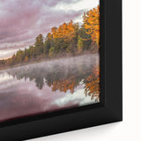 Black wall art depicting a textured scene of Michigan's Upper Peninsula in vibrant colors on a framed canvas.
