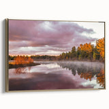 Framed canvas of a vintage-style Michigan Upper Peninsula landscape in black and gold tones, ideal for bedroom wall art.