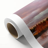 Art deco poster of Michigan's Upper Peninsula in muted earth tones on rolled canvas, suitable as nursery wall art.