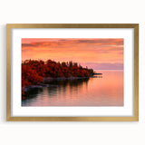 Extra large abstract art print of a textured Minnesota scenery in a gold frame, ideal for living room decor.