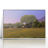Art deco style Mississippi scenery on white acrylic framed wall art in pastel shades, ideal for modern nursery decor.