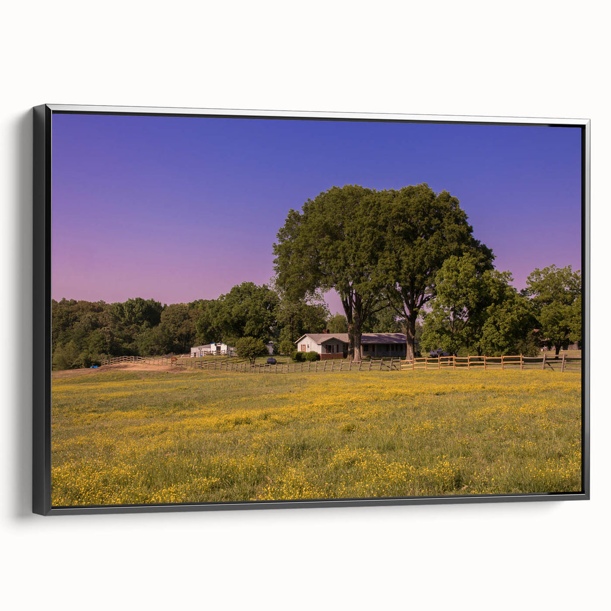 Black and white framed canvas of a vintage Mississippi landscape, ideal for bedroom wall decor.