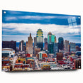 Acrylic print of a large abstract depiction of Kansas City, using vibrant twilight hues.