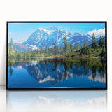 Large abstract wall art depicting a Montana glacier in muted blue and gray tones on a framed acrylic.