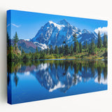 Large wall art of Glacier National Park in Montana on stretched canvas, featuring muted earth tones.