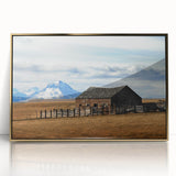 Large art print of a Montana landscape in muted earth tones on framed acrylic, suitable for modern art wall decor.