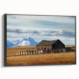 Black and white framed canvas of a Montana landscape, ideal for bedroom wall art.