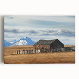Black and white photograph of Montana scenery on large stretched canvas, suitable for kitchen wall art.