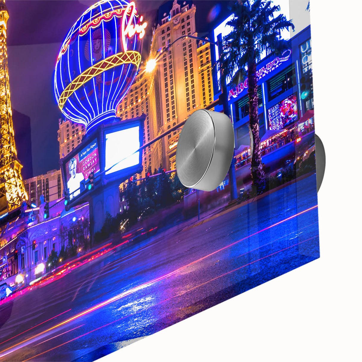 Large abstract depiction of Las Vegas in vibrant colors on acrylic glass.