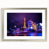 Textured abstract art print of Las Vegas skyline in silver frame, ideal for bedroom wall decor.