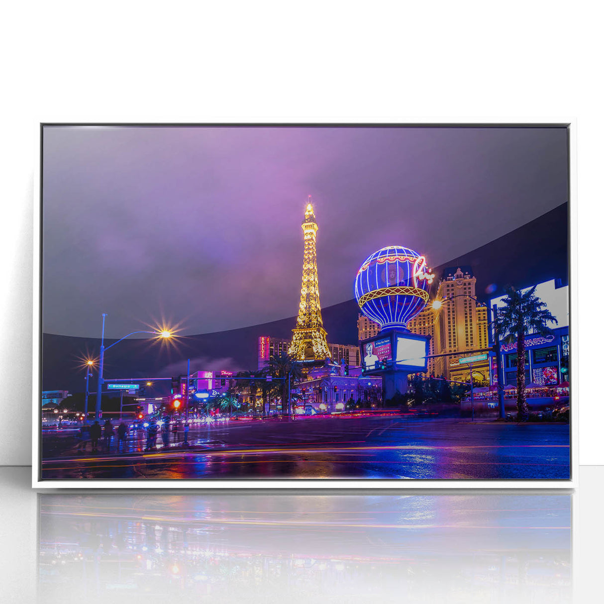Art deco poster of Las Vegas skyline in muted gold and black tones on a framed acrylic, suitable for modern art wall decor.