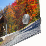 Abstract landscape of New Hampshire in muted earth tones on acrylic glass, suitable for dining room art.