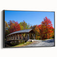 Black and white landscape art painting of New Hampshire on framed canvas, ideal for bedroom wall decor.
