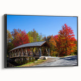 Black and white landscape art painting of New Hampshire on framed canvas, ideal for bedroom wall decor.