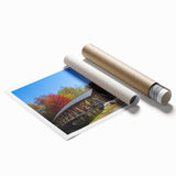 Extra large rolled print of a New Hampshire landscape with vibrant green and floral elements.