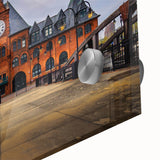 Large abstract wall art of New Jersey scenery in mid-century modernist style on acrylic glass, ideal for dining room decor.