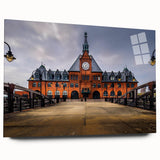 Large abstract wall art of New Jersey scenery in muted earth tones on acrylic glass.