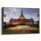 Black and white framed canvas of a vintage New Jersey landscape, ideal for bedroom wall decor.