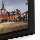 Framed canvas featuring a textured close-up of New Jersey scenery in black with vibrant color accents.