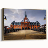 Framed canvas featuring a vintage-style landscape painting of New Jersey, with muted earth tones, ideal for bedroom wall art.