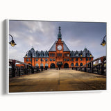 Vintage poster art of New Jersey scenery in colorful hues on a large framed canvas, ideal for living room decor.