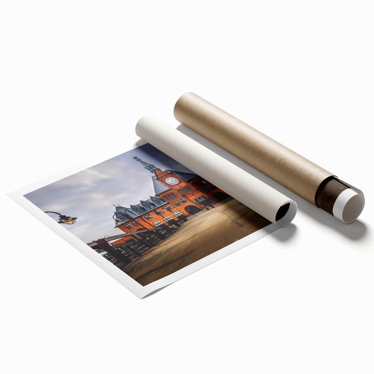 Extra large rolled print of New Jersey scenery with soft floral designs in pastel shades, ideal for classy bathroom wall art.
