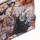 Large abstract wall art depicting the New Mexico scenery in mid-century modernist style on acrylic glass.