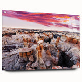 Acrylic print of a large abstract landscape in earth tones, suitable for bedroom or dining room decor.
