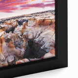 Textured black wall art depicting a New Mexico landscape on a framed canvas, featuring vibrant colorful accents.