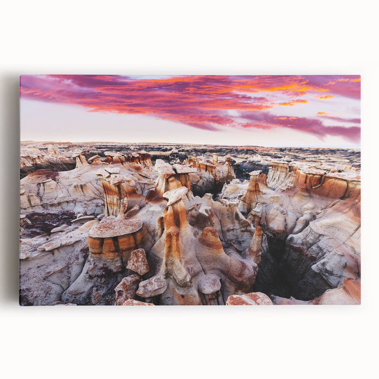 Black and white canvas print of a New Mexico landscape, ideal for kitchen wall art.