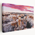 Large art depicting a New Mexico landscape on stretched canvas, featuring earthy tones, ideal for kitchen wall art.