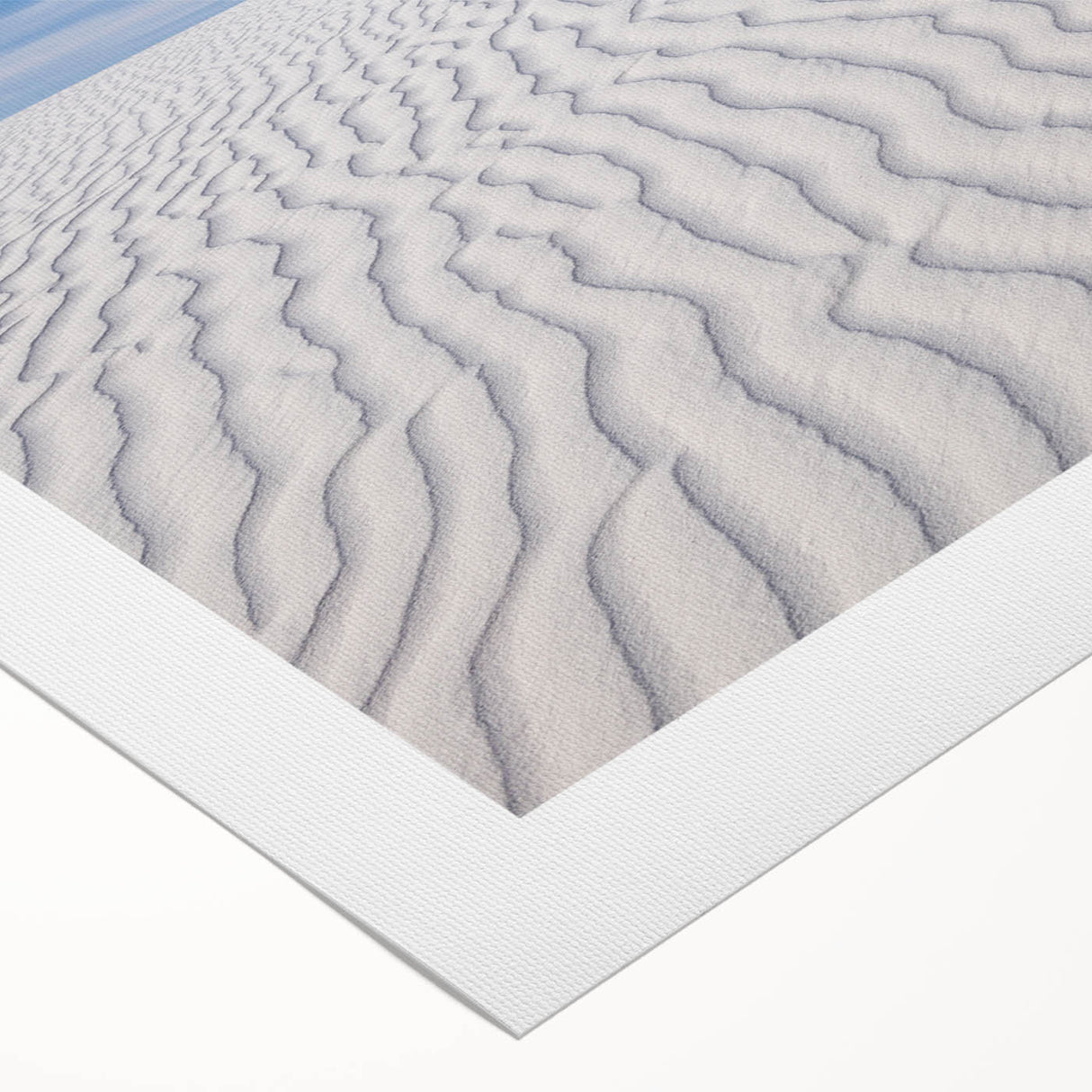 Art deco poster of White Sands, New Mexico, in pastel tones on rolled canvas, suitable for dining room walls.