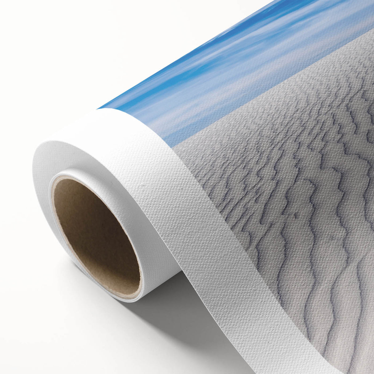 Art deco poster of White Sands, New Mexico in pastel shades on rolled canvas, ideal for nursery wall art.