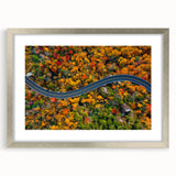 Textured art of Blue Ridge mountains in muted blue and green, framed in silver, ideal for bedroom art.