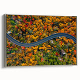 Framed canvas landscape art painting of Blue Ridge, North Carolina in muted blue and green tones.