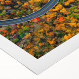 Art deco poster depicting the Blue Ridge scenery in pastel blue and green hues on rolled canvas.