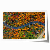 Blue Ridge mountain landscape in soft blues and greens on a rolled canvas, suitable for dining room wall decor.