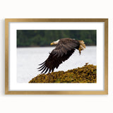 Extra large abstract art print of Charlotte skyline in muted gold and blue tones on a framed canvas.