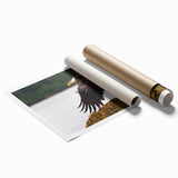 Extra large rolled print depicting the Charlotte skyline with muted blue and green tones.