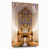 Large abstract wall art of Durham, North Carolina, in muted blue and gray tones on acrylic glass.