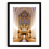 Extra large abstract art print of Durham, North Carolina, featuring vibrant, textured colors on a black framed canvas.