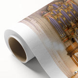 Art deco poster of Durham, North Carolina skyline in pastel colors on rolled canvas, ideal for nursery wall art.