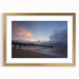 Extra large abstract art print of the Outer Banks, featuring textured blue and beige tones on a framed canvas.