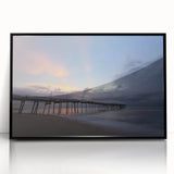 Large abstract wall art depicting the Outer Banks in muted blue and gray tones, framed acrylic print.